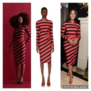 Jonathan Cohen Designer Striped Side Twist Contour Dress XS